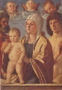 Giovanni Bellini The Virgin and Child Between Peter and Sebastian (mk05) oil on canvas